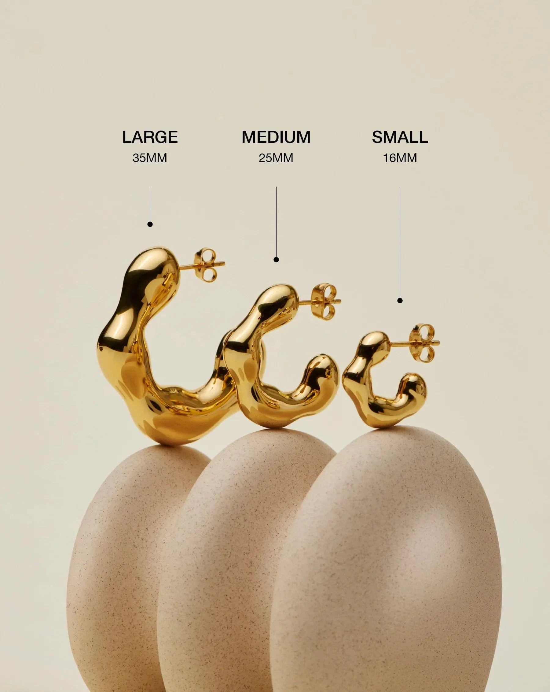 Eny Puffy Large Hoop Earrings | 18ct Gold Plated