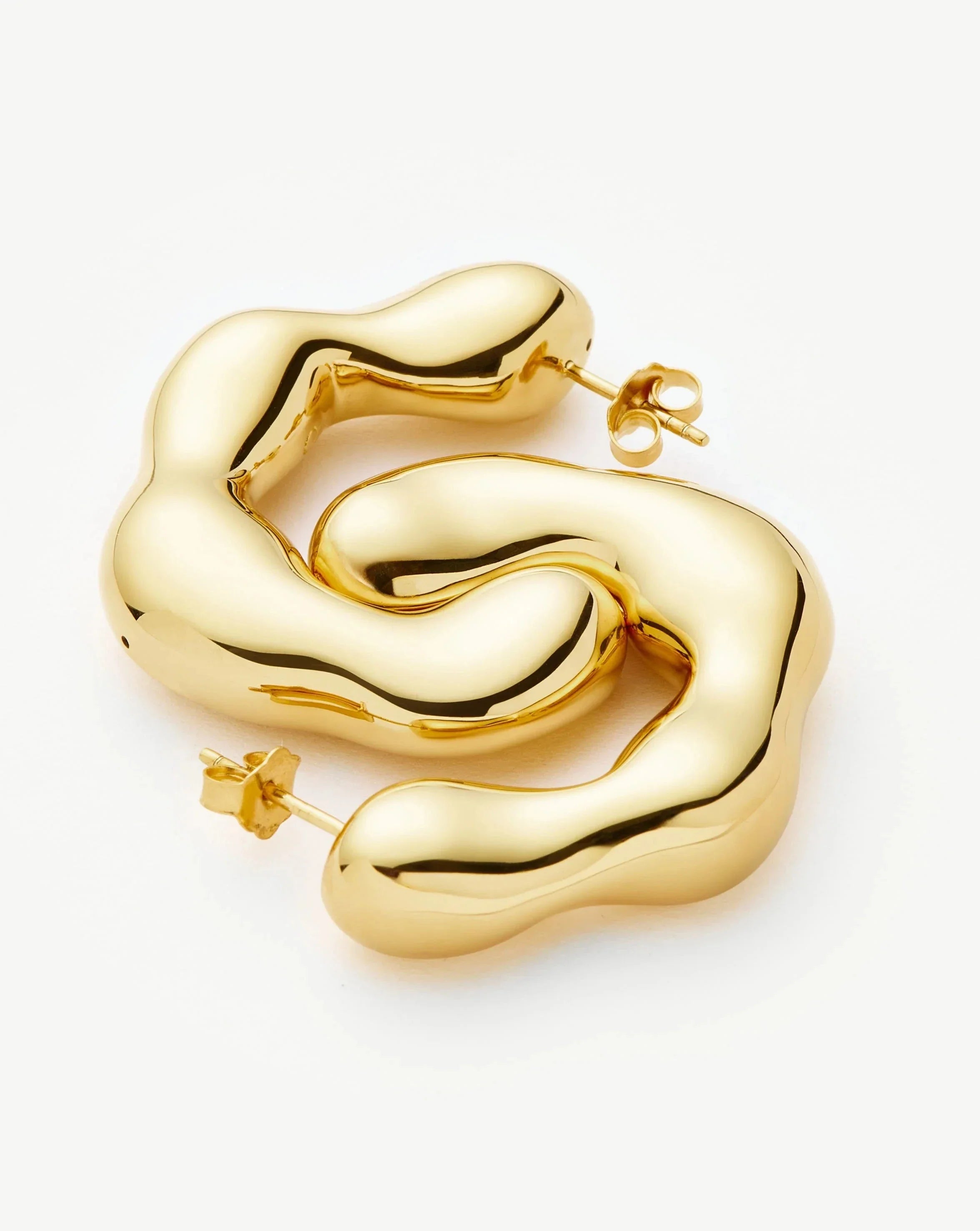 Eny Puffy Large Hoop Earrings | 18ct Gold Plated