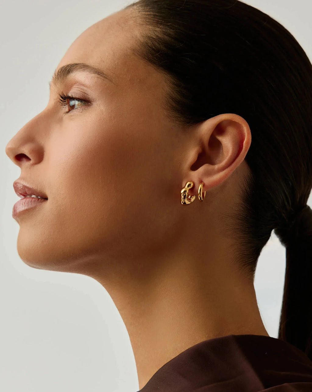 Eny Puffy Small Hoop Earrings | 18ct Gold Plated