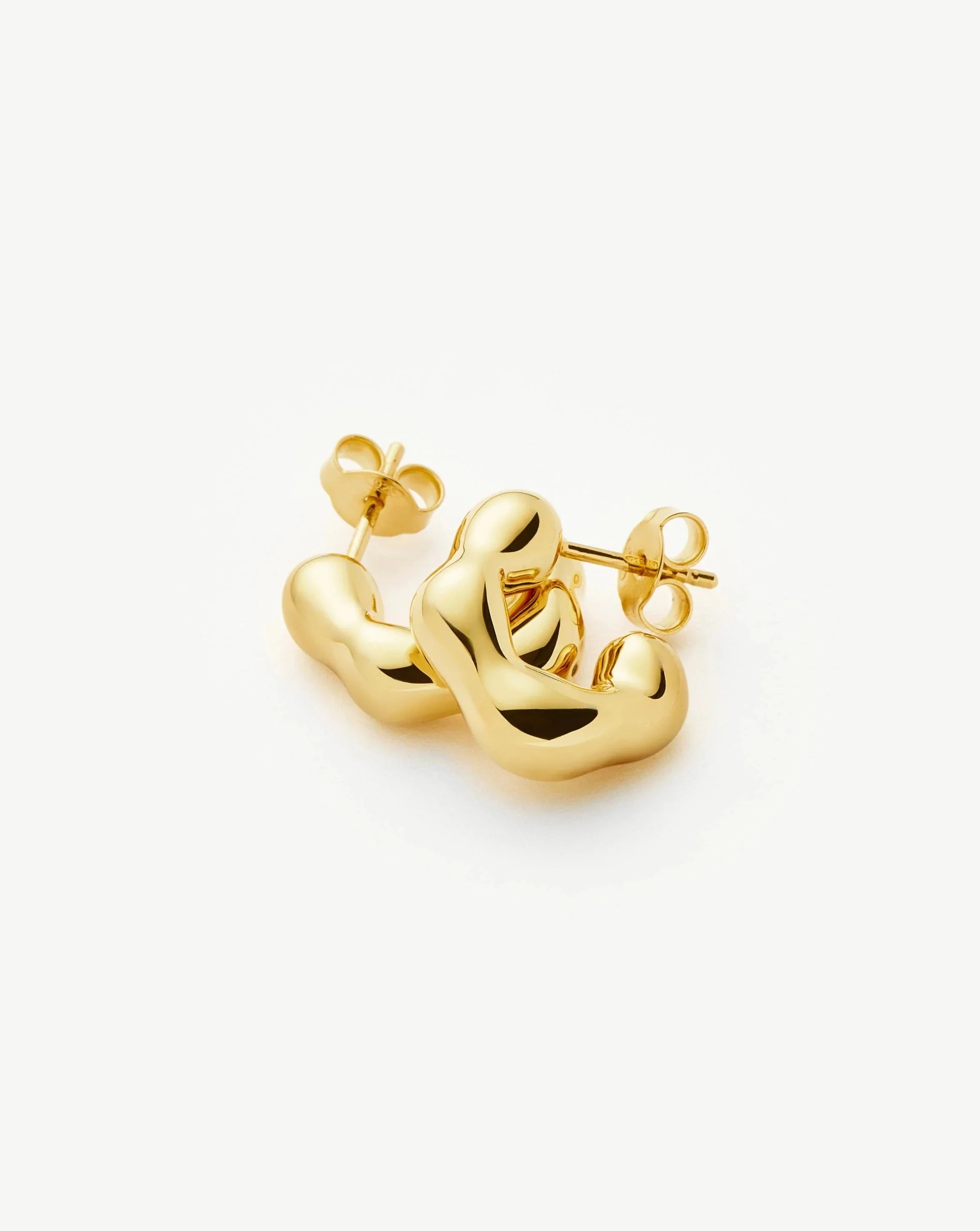 Eny Puffy Small Hoop Earrings | 18ct Gold Plated
