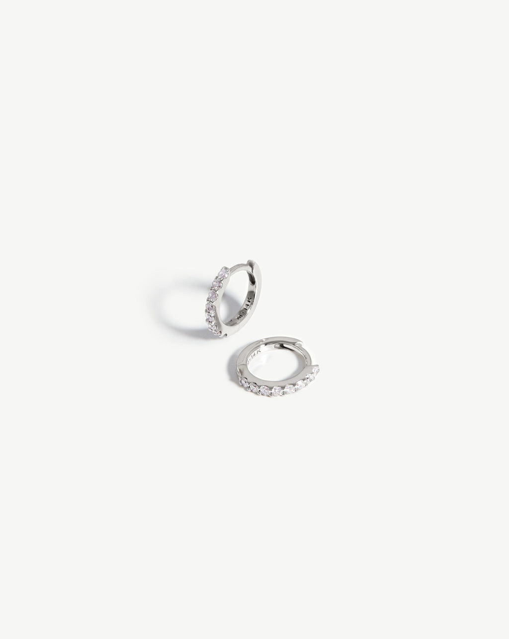 Solid Gold Classic Diamond Huggies | 14ct White Gold/Diamond