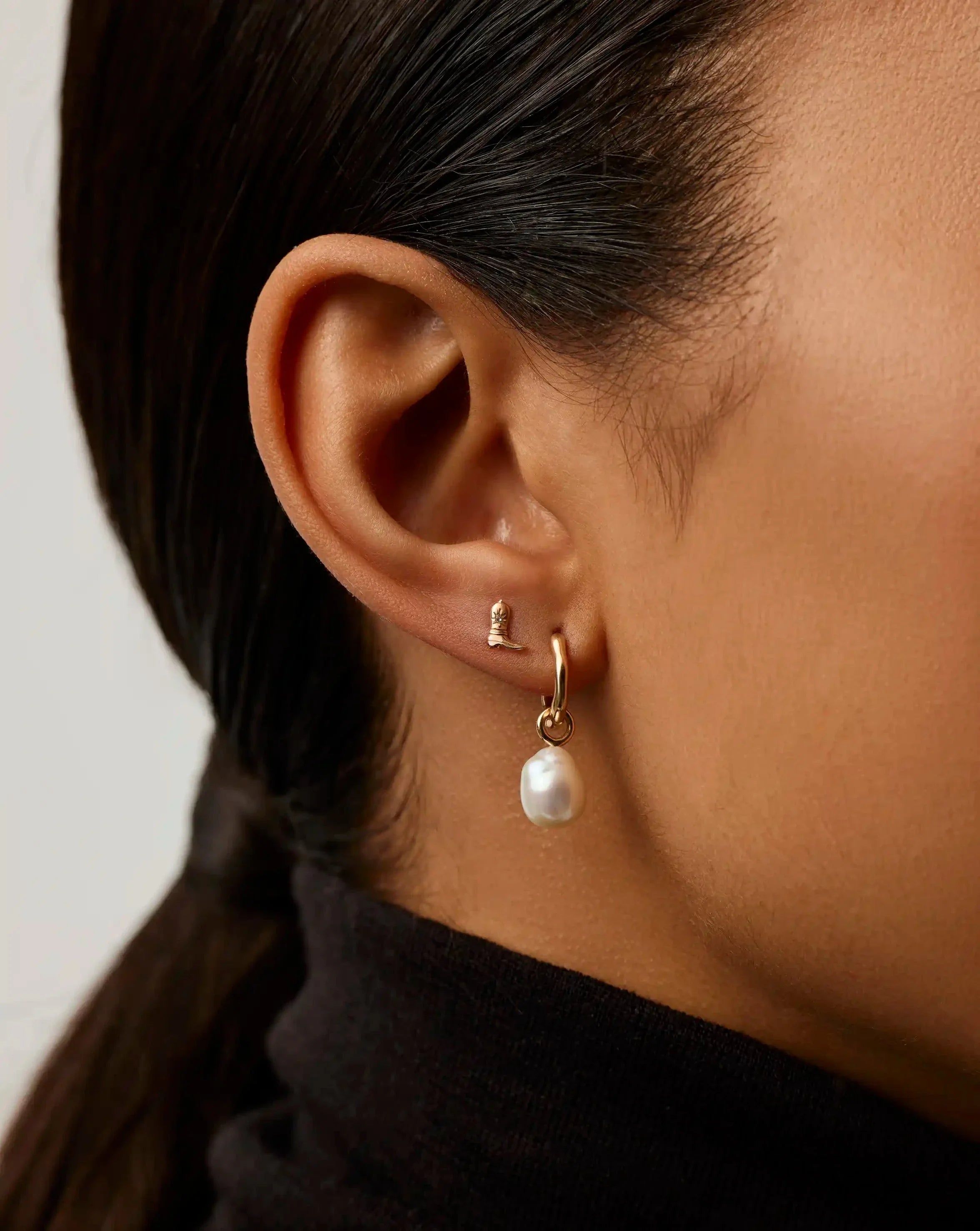Solid Gold Cowboy Boot Single Stud Earring | 14ct Solid Gold/Diamond