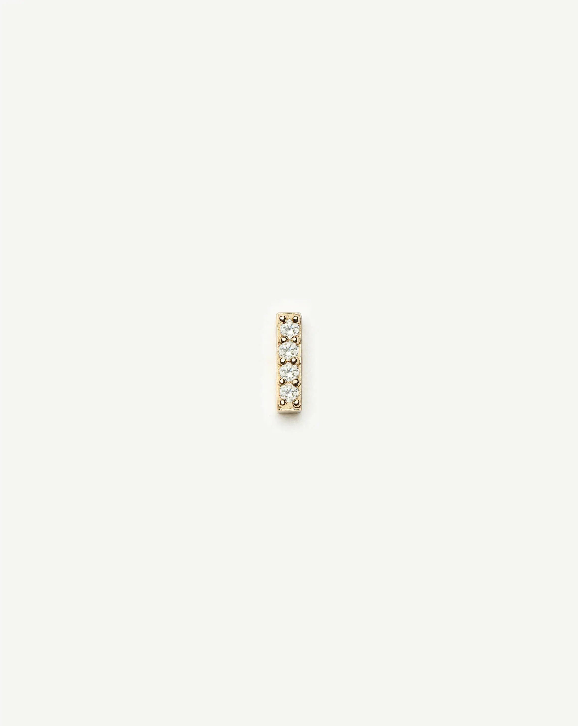 Solid Gold Diamond Bar Flat Back Stud Earring | 14ct Yellow Gold/Diamond