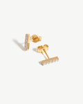 Solid Gold Diamond Bar Stud Earrings | 14ct Solid Gold/Diamond