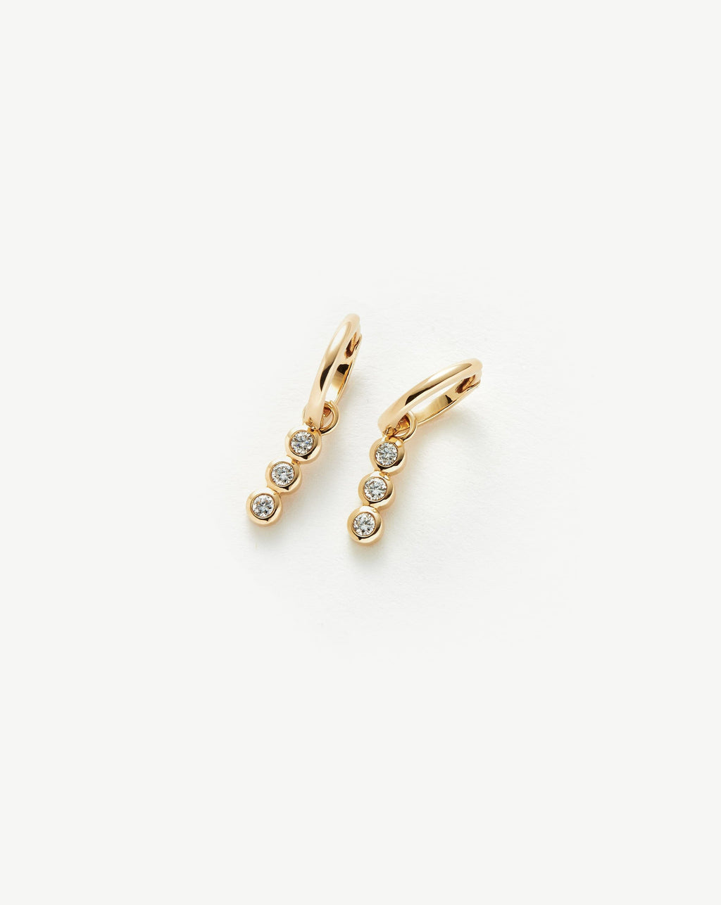 Solid Gold Diamond Charm Hoop Earrings