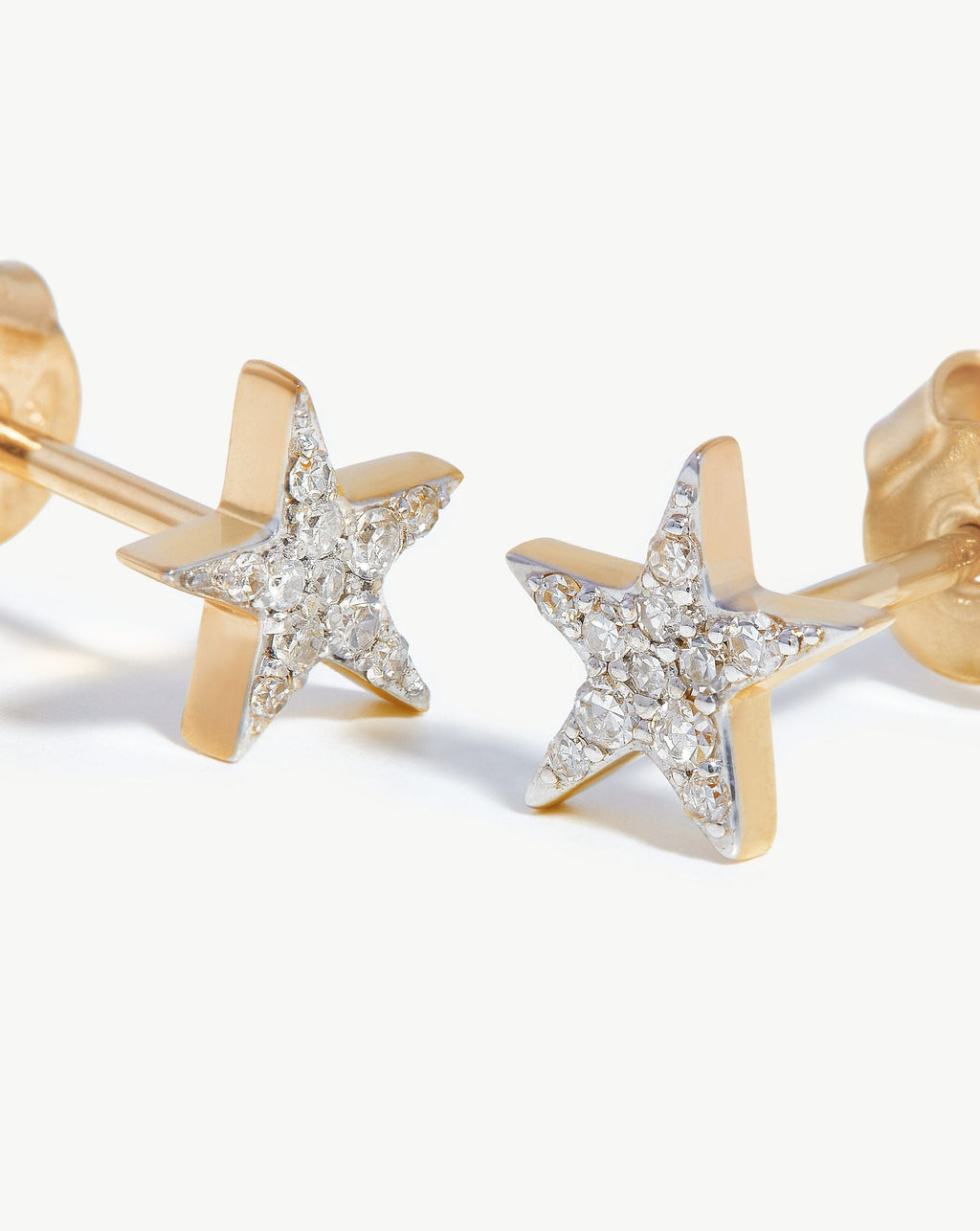 Solid Gold Diamond Small Star Stud Earrings | 14ct Solid Gold/Diamond