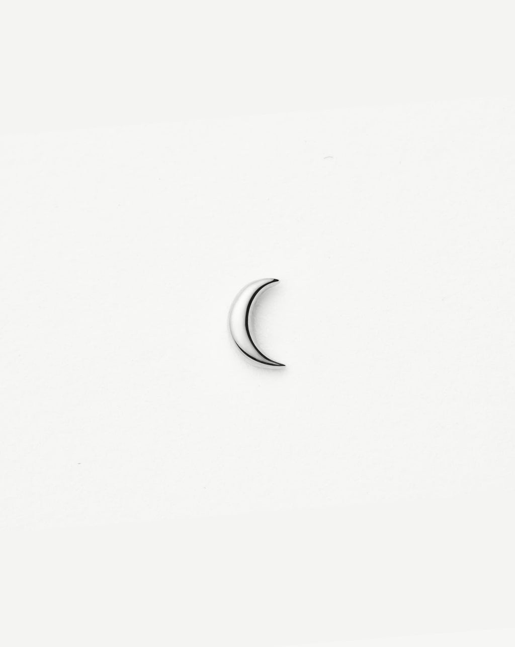 Solid Gold Moon Flat Back Stud Earring | 14ct White Gold
