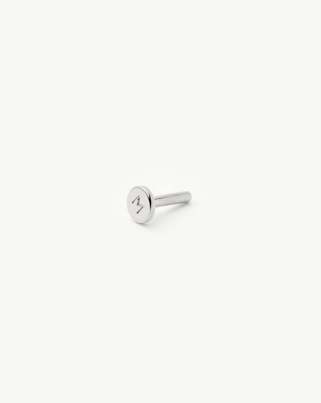 Solid Gold Moon Flat Back Stud Earring | 14ct White Gold