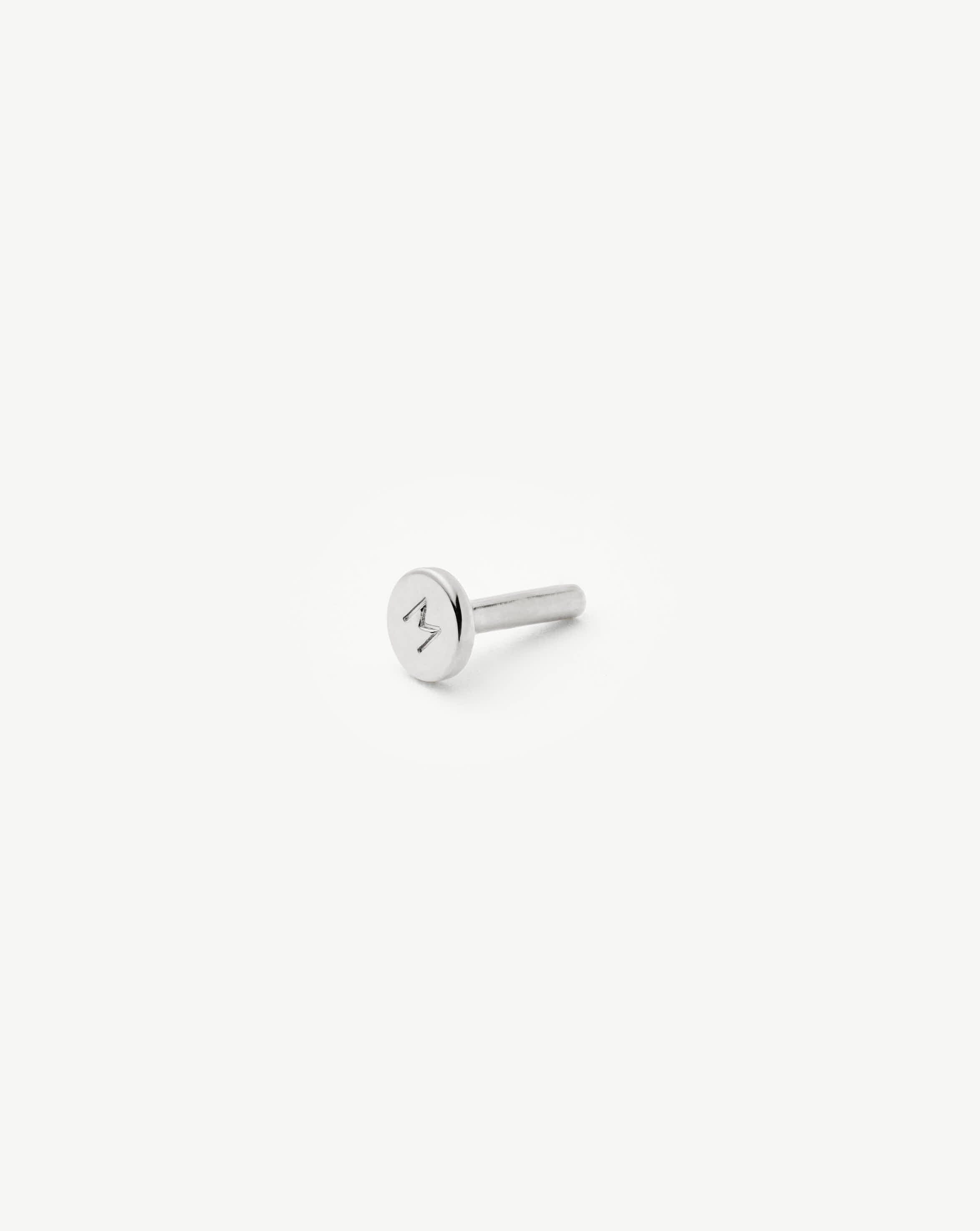 Solid Gold Moon Flat Back Stud Earring | 14ct White Gold