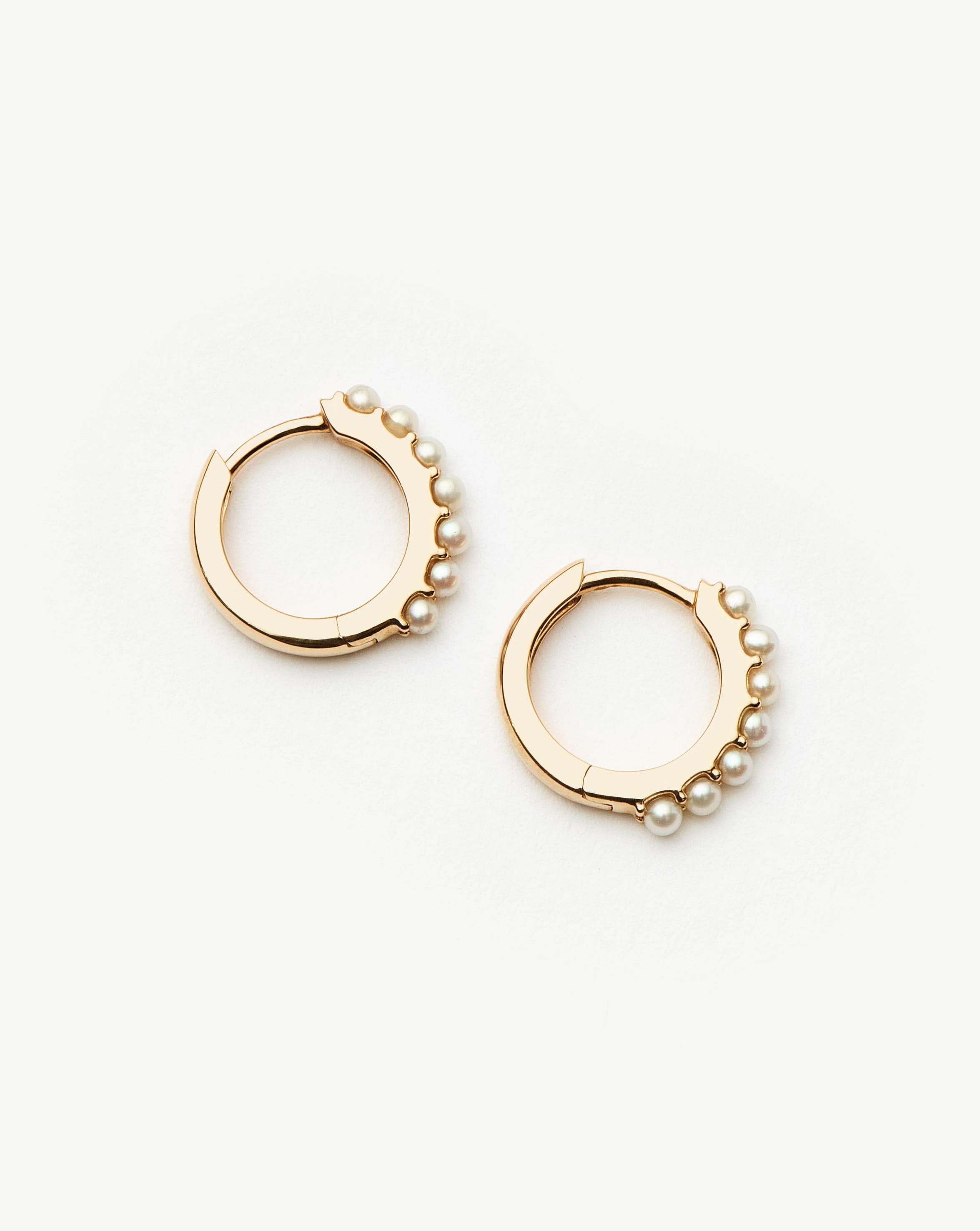 Solid Gold Pearl Huggies