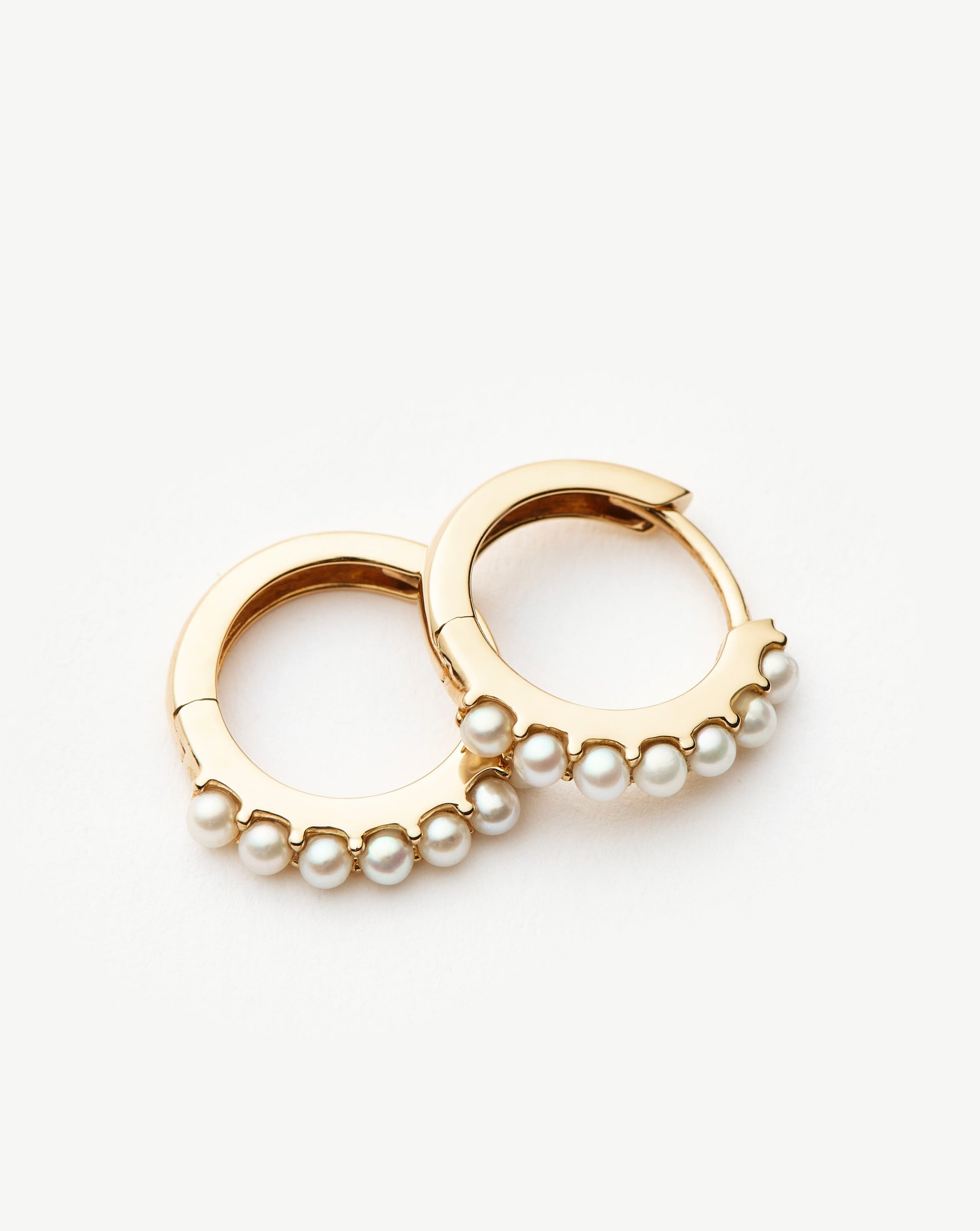 Solid Gold Pearl Huggies
