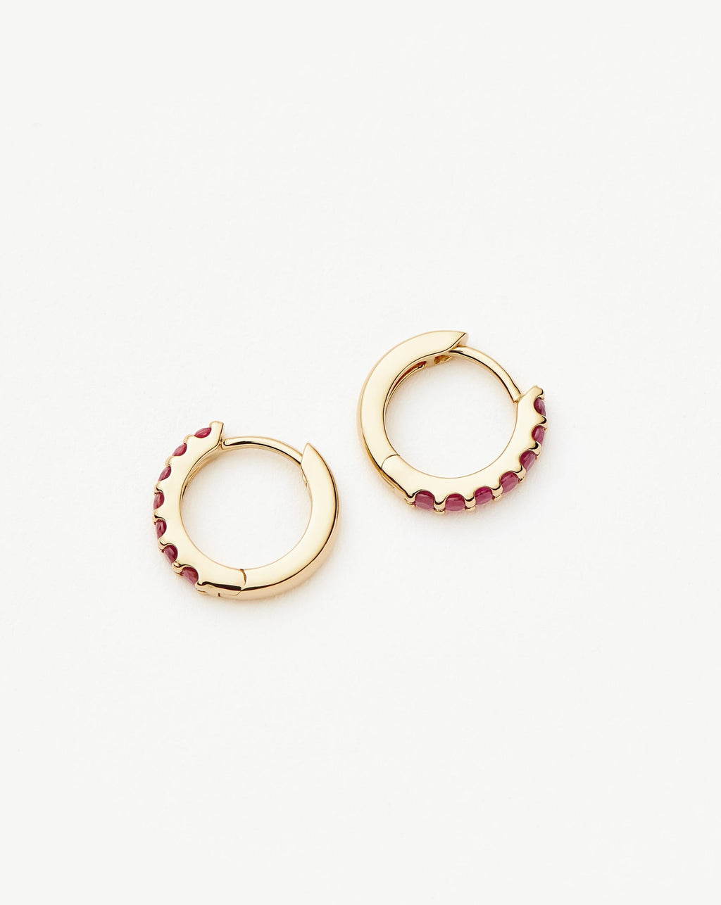 Solid Gold Ruby Huggies | 14ct Solid Gold/Ruby