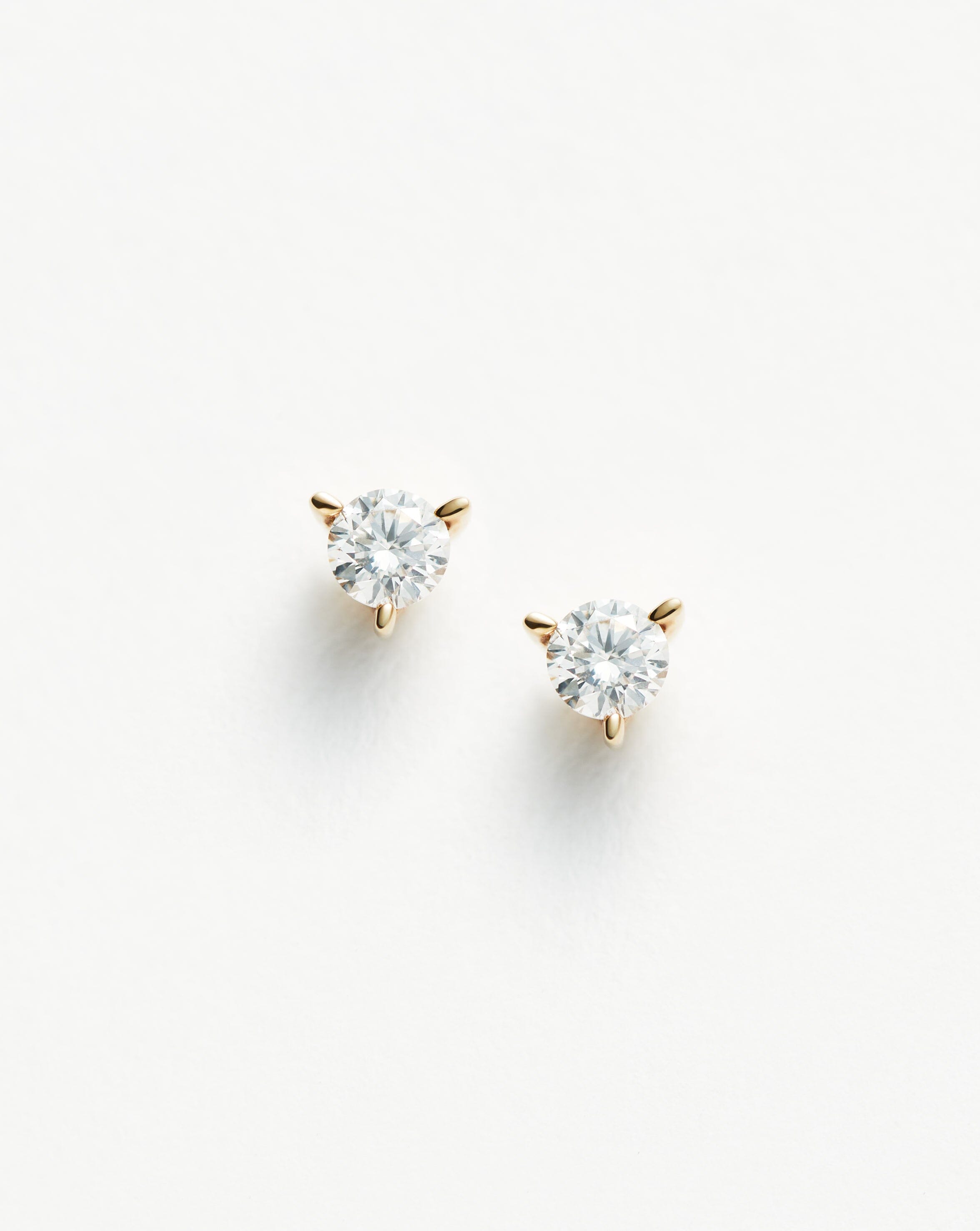 Solid Gold Small Solitaire Diamond Stud Earrings | 14ct Solid Gold