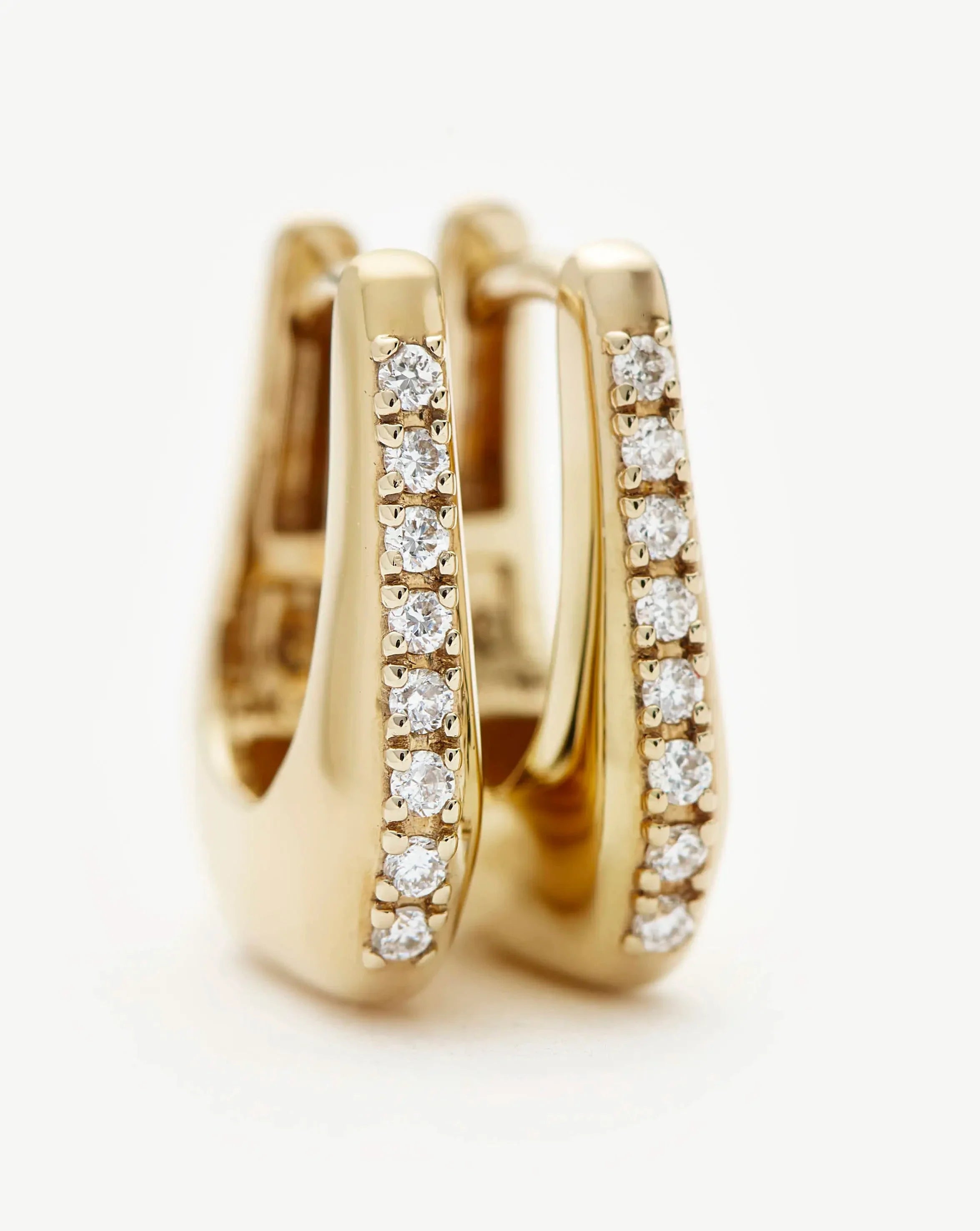 Lucy Williams Solid Gold Diamond Arco Huggies | 14ct Solid Gold/Lab Grown Diamonds