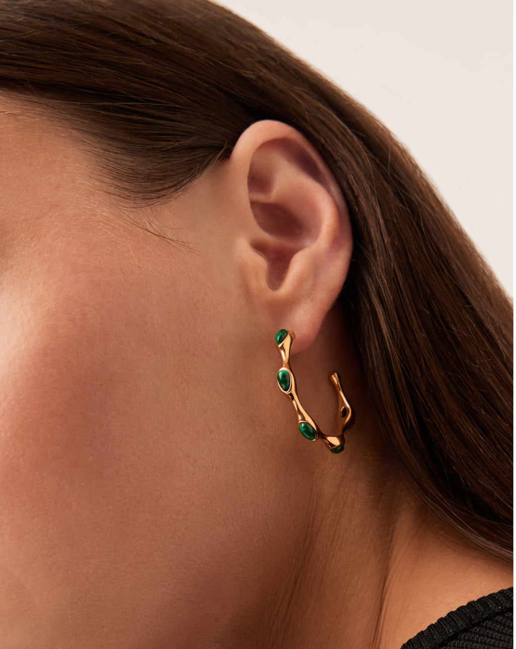 Magma Gemstone Medium Hoop Earrings | 18ct Recycled Gold Plated on Brass