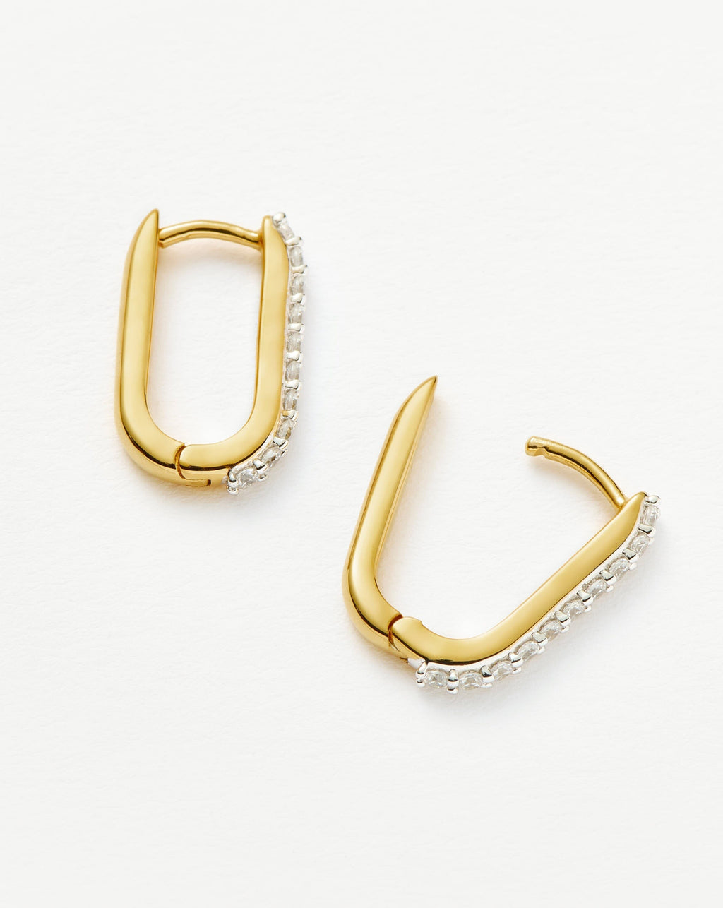 Pave Ovate Small Huggie Earrings | 18ct Recycled Gold Vermeil/Cubic Zirconia