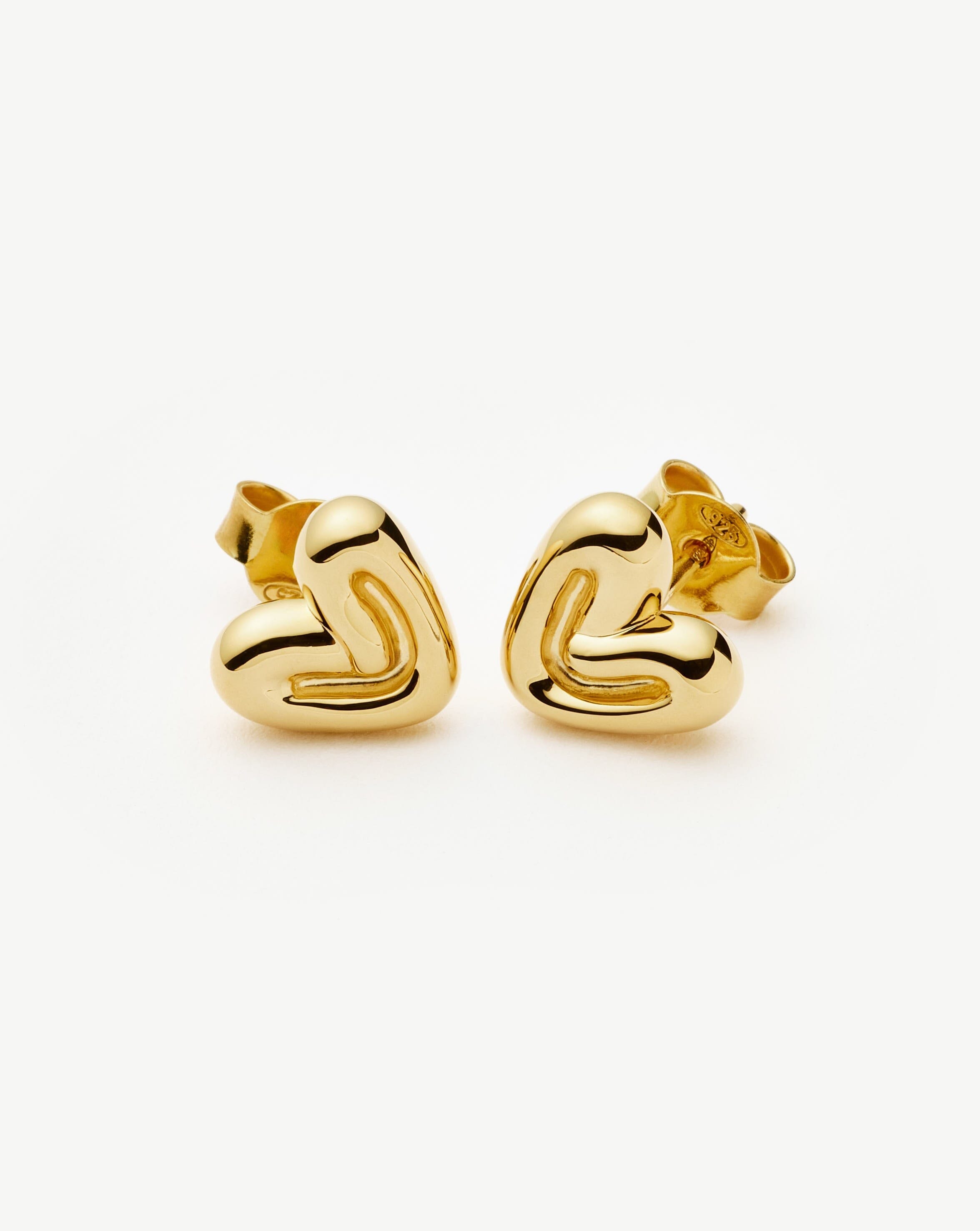 Puffy Heart Mini Stud Earrings | 18ct Gold Vermeil