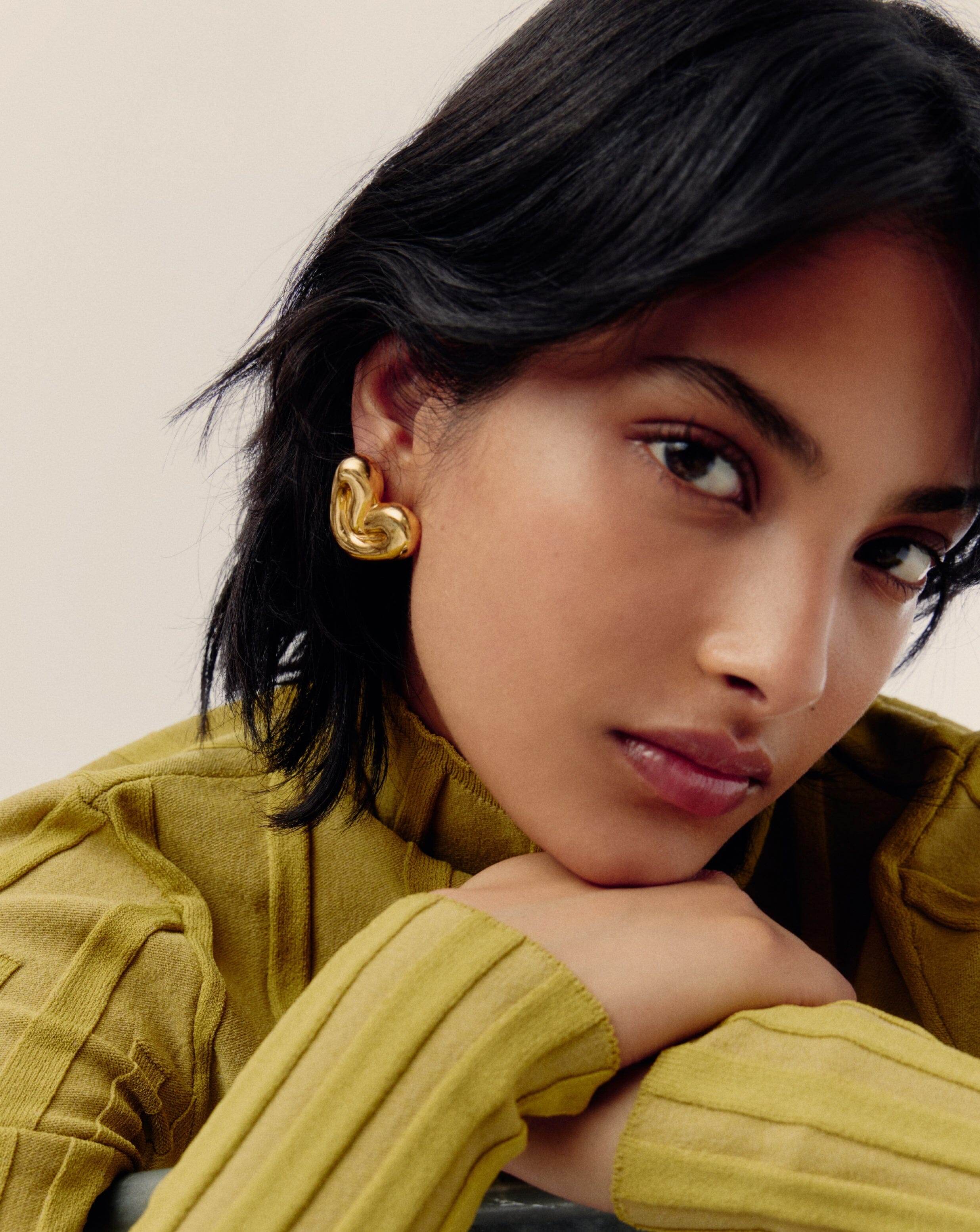 Puffy Heart Oversized Stud Earrings | 18ct Gold Plated