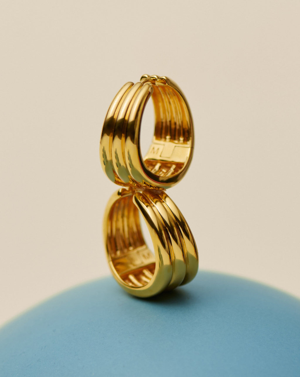 Savi Triple Ridge Hoop Earrings | 18ct Gold Vermeil