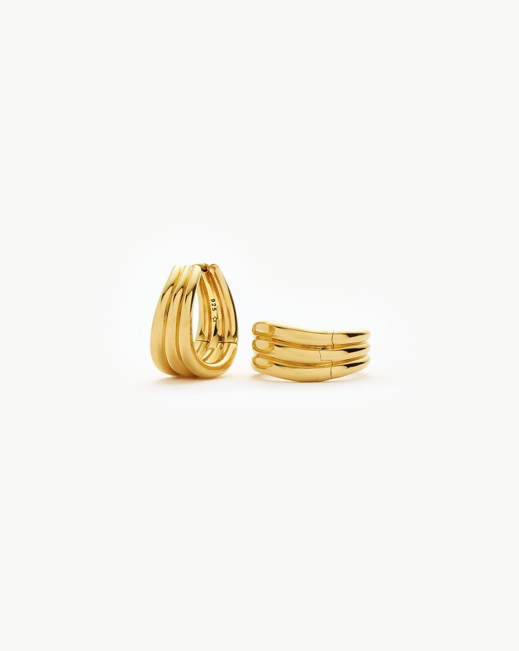 Savi Triple Ridge Hoop Earrings | 18ct Gold Vermeil