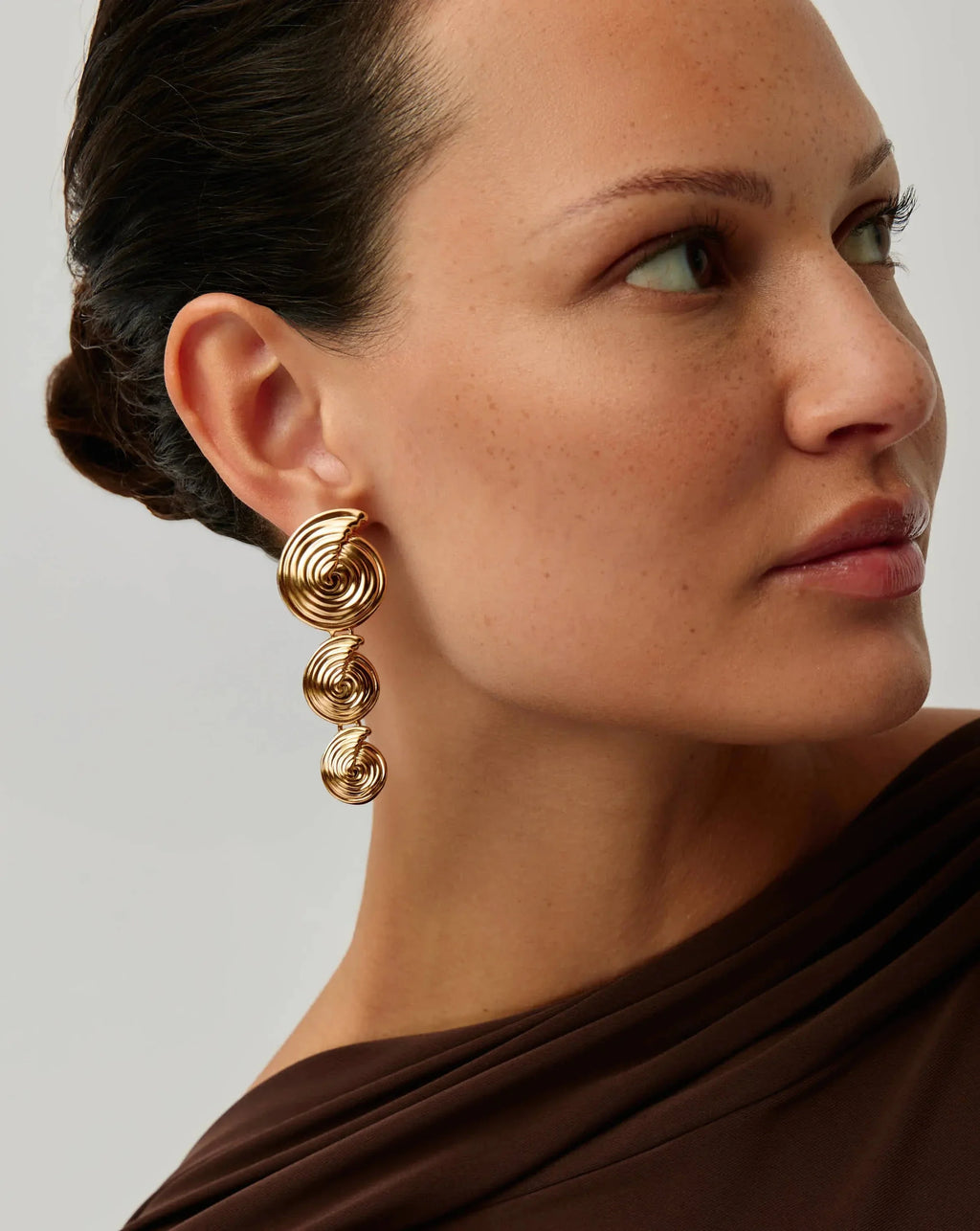 Spiral Statement Drop Earrings | 18ct Gold Plated