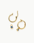 Tennis Charm Mini Hoop Earrings | 18ct Gold Vermeil/Sapphire Blue Nano-crystal