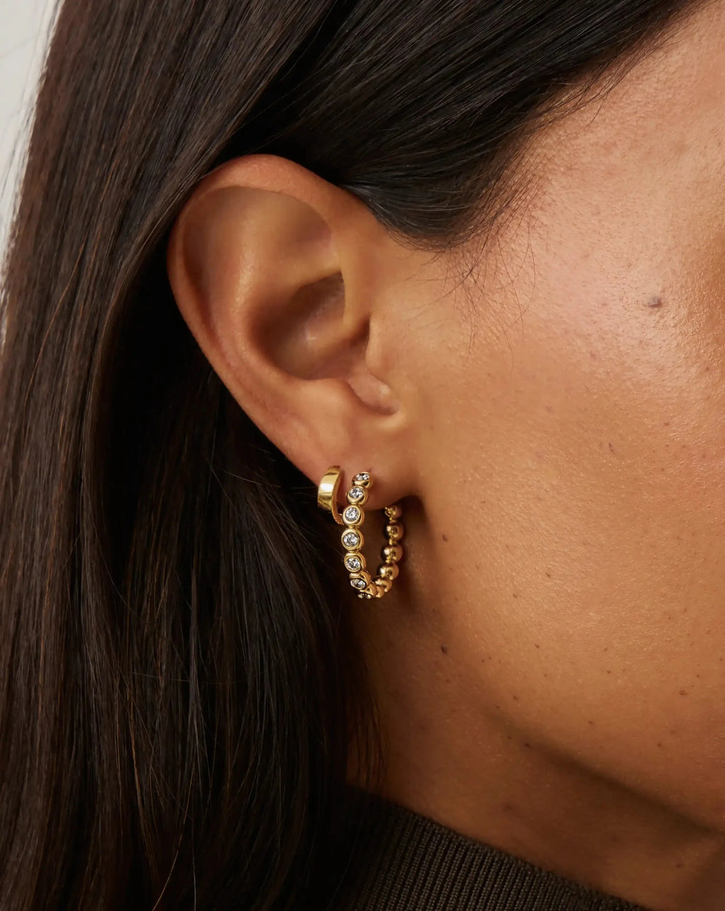 Tennis Classic Hoop Earrings | 18ct Gold Plated/Cubic Zirconia