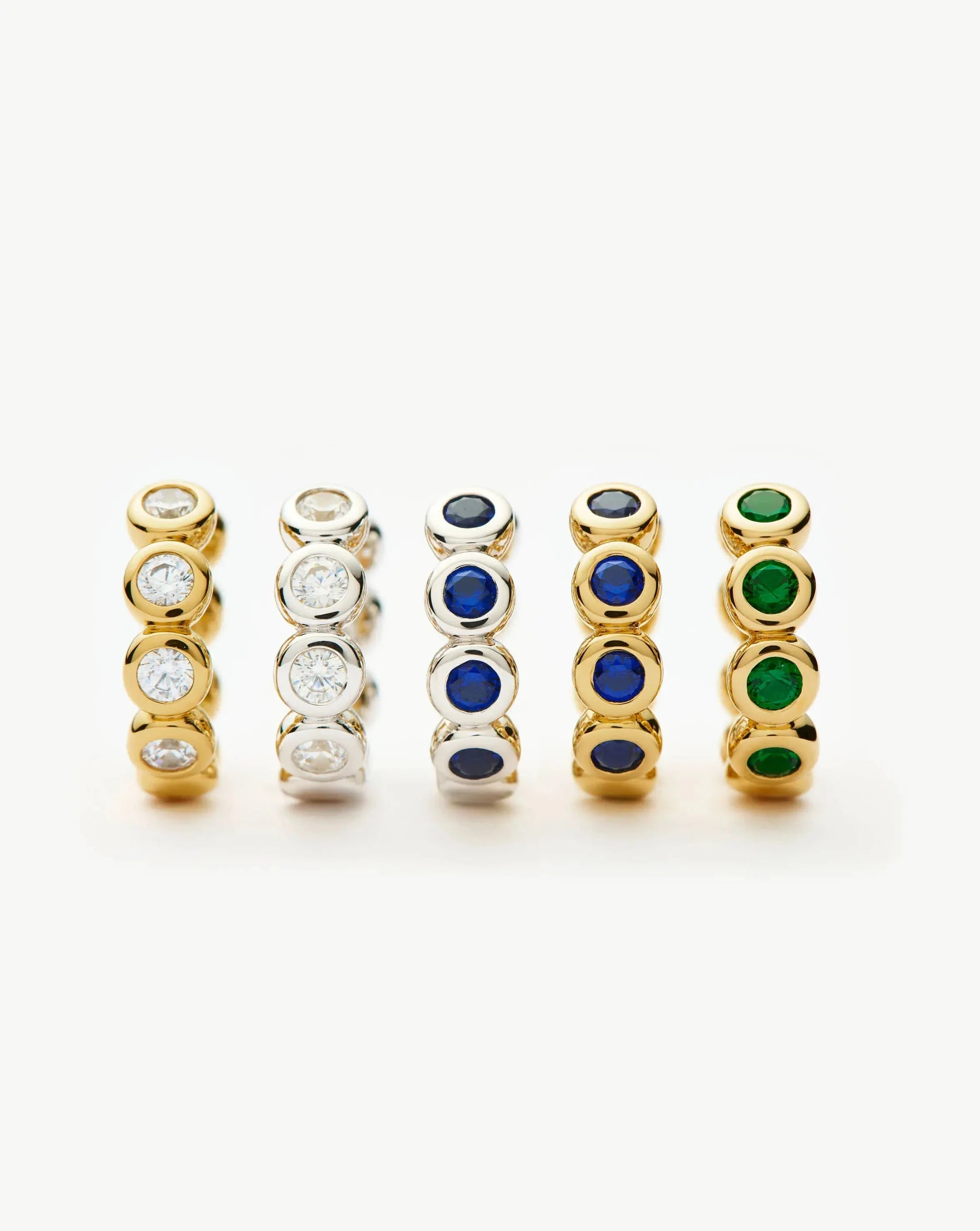 Tennis Small Hoop Earrings | 18ct Gold Vermeil/Sapphire Blue Nano-crystal