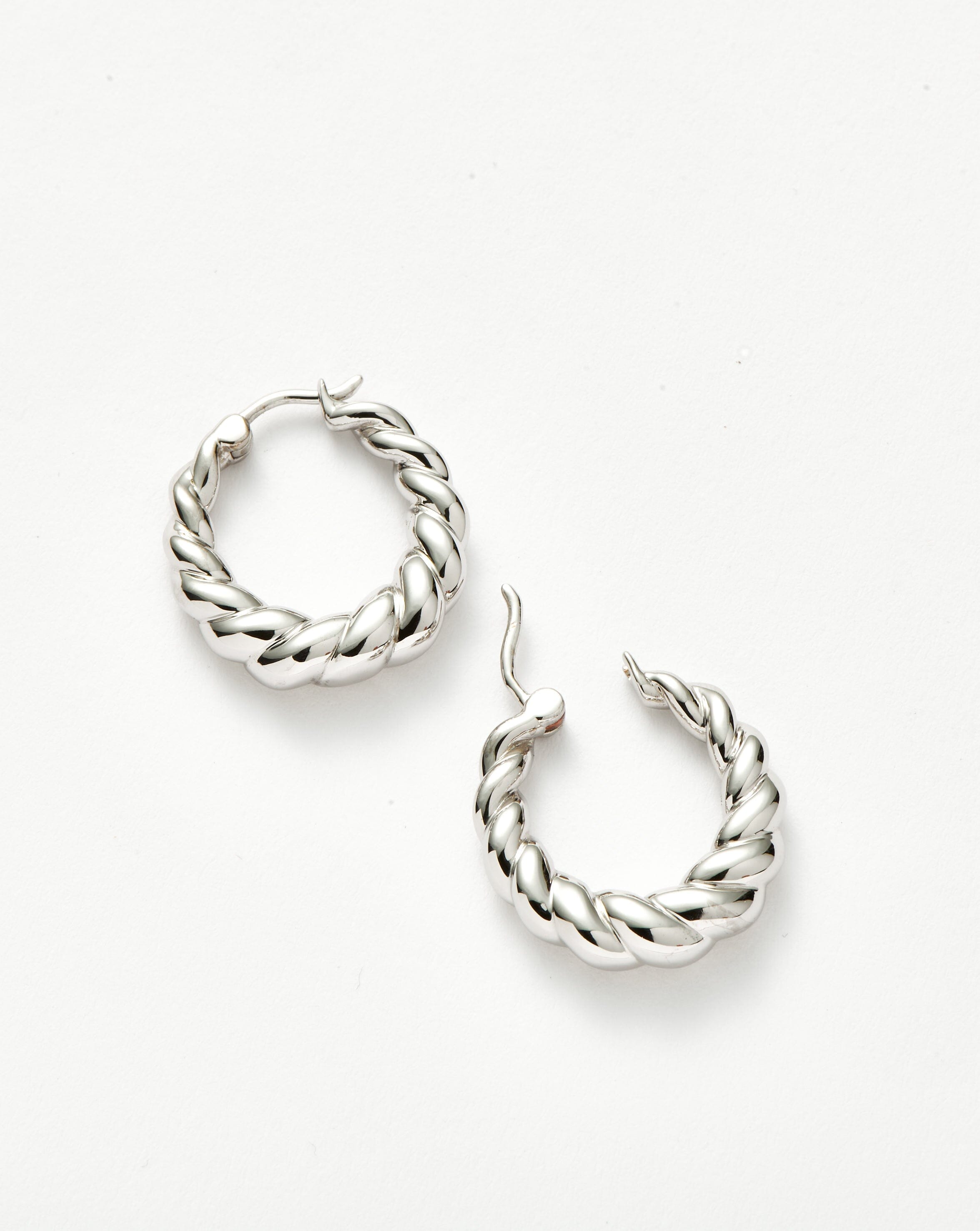 Twisted Tidal Medium Hoop Earrings | Silver Plating on Brass
